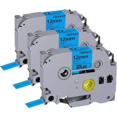 Imagem de Hehua Fita Tze Tz 12 mm 0,47 Azul Laminado Compatível com Brother P-Touch TZe-531 TZe531 TZ-531 TZ531 Fita para Ptouch PT D210 D200 D210 D610 H110, 1/5.1 cm x 8 m Preto em Azul, Pacote com 3