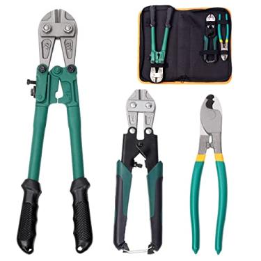 Imagem de Glarks Conjunto de 3 peças de alicate de cortador de parafuso e cortador de cabo, cortador de parafuso resistente de 35 cm e mini cortador de parafuso de 20 cm com cortador de cabo de alta alavancagem