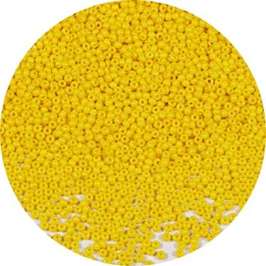 Imagem de Bala&Fillic Contas de semente redondas de 2 mm 9500 peças/100 gramas em saco 12/0 contas amarelas pequenas de sementes artesanais para fazer joias, brincos, pulseiras, colar (amarelo)