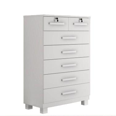 Imagem de Cômoda New Barcelona 7 Gavetas Com Chave Benetil Móveis Branco