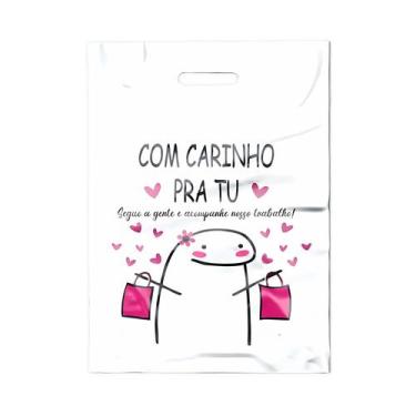 Imagem de 50 Un Sacolas Plásticas Boca De Palhaço Para Loja Tam P 15X20  - Flock