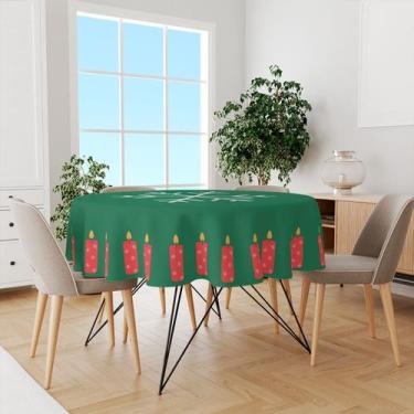 Imagem de Toalha De Mesa Redonda Tecido Oxford Vela de Natal Redonda TL16 -140x1
