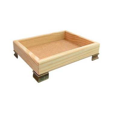 Imagem de Bandeja Retangular sem Alça 18,5x14,5x3 com Pé Canaleta Madeira Pinus 
