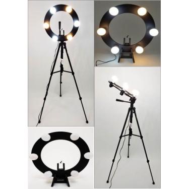 Imagem de Ring Light 06 Soquetes E27 2em1 + Tripé 1,50 + suporte p/ celular - me
