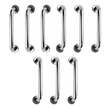 Imagem de Barra de Apoio Aço Inox 40cm Kit 9 Unidades Deficiente Cadeirante Idoso Banheiro Box Suporte Segurança Corrimao Acessibilidade Resistente
