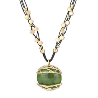 Imagem de joymiao Colar de couro para mulheres, pingente grande, gargantilha hippie, vintage, colar grosso, boêmio, para mulheres, Couro sintético Zinco, Sem Pedra Preciosa