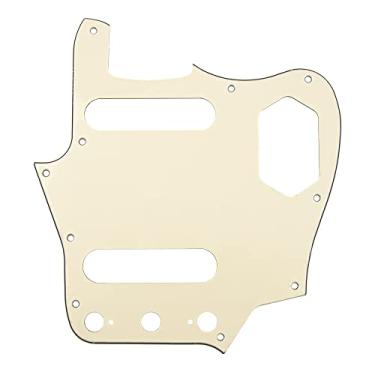 Imagem de 1 Pç Yootones Pickguard de guitarra estilo vintage de 10 furos compatível com Fender American Jaguar (creme de 3 camadas)