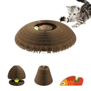 Imagem de Domaxarts Kitty Curlz Magic Organ Brinquedo para gatos, Kittykurlz, papelão para gatos com bola de sino para exercícios físicos e mentais, brinquedos interativos para gatos em ambientes internos (yu)