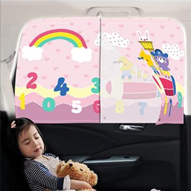 Imagem de Para-sol de carro para bebê - EOHMAK Car Side Window Sun Shade Cover Upgrade Dupla Abertura Interior Cortina de Proteção Solar Persiana Bloqueadora Solar (Rosa Arco-íris, 1 Pacote)