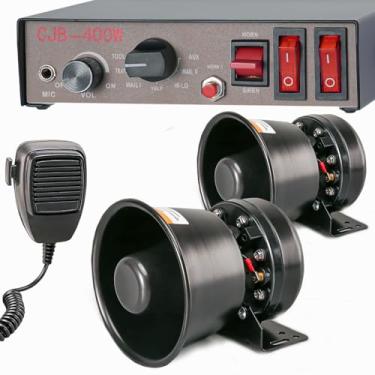 Imagem de 2 peças de alto-falante de buzina de aço preto 400W para veículos, caminhões, carros