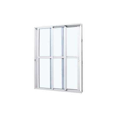 Imagem de Porta de Correr em Alumínio Branco Caribe Max 215x150x11,8cm 3 Folhas 