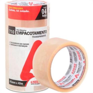 Imagem de Fita Adesiva Embalagem Adere Transparente 710 - 45Mm X 40M - Kit C/4 P
