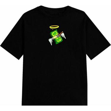 Imagem de Camiseta Manga Curta Preta Algodão Camisa Básica Estampas Variadas-Masculino