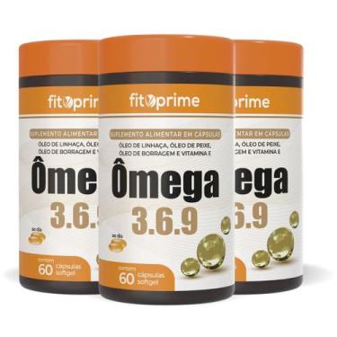 Imagem de Kit 3 Ômega 3-6-9 Peixe Linhaça Borragem 1000mg 60 Cápsulas Fitoprime