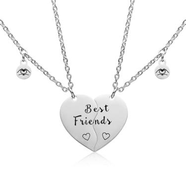 Imagem de Pholidof Conjunto de colar de amizade para 2, presentes de casal para ele e ela, colar com pingente de coração para adolescentes, mulheres, homens, melhor amigo, conjunto com 2 berloques de dia dos