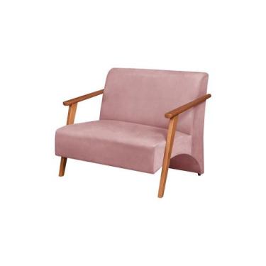 Imagem de Poltrona Namoradeira Venus  Braço Madeira Maciça Suede Unidecor, Rosa