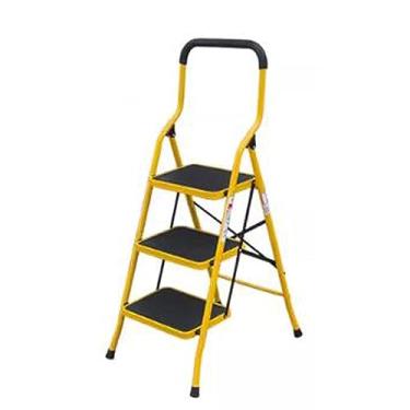 Imagem de Escada dobrável de ferro de 2/3/4/5 degraus, banco dobrável de metal com aderência conveniente, escada leve com pedal antiderrapante resistente para casa, cozinha e escritório, amarelo, capacidade F