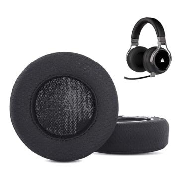 Imagem de HTINDUSTRY Almofadas de substituição compatíveis com Corsair Virtuoso RGB Wireless/RGB Wireless XT/Corsair Virtuoso Wireless SE Ear Pads com tecido respirável/espuma de alta densidade
