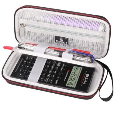 Imagem de Tourmate Estojo rígido de armazenamento para Texas Instruments BA II/TI-34, estojo de viagem para calculadora científica MultiView (apenas capa) (Oxford, preto + vermelho)