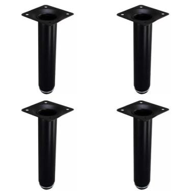 Imagem de Kit 4 Pé Para Móveis Regulável Redondo Preto 10cm em Metal - RENNA