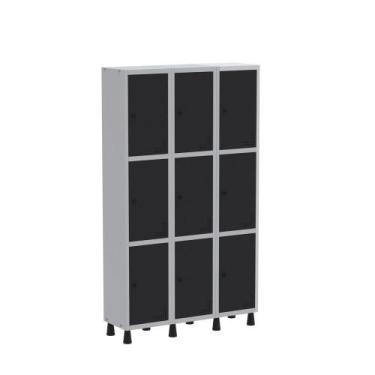 Imagem de Armário Guarda Volume Locker Roupeiro  de Aço 3 Vãos 9 Portas GR303/9 