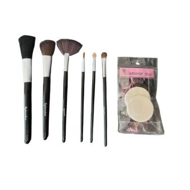 Imagem de Jogo de pinceis completo de maquiagem c/ 6 unidades + esponja