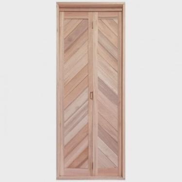 Imagem de Porta de Madeira Camarão 213x94cm com Lambris e Marco Batente 14cm ewk P27 Rondosul