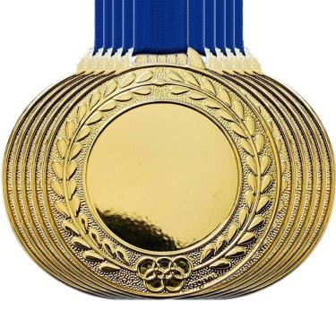 Imagem de Kit 100 Medalhas Grande 5.5cm Com Centro Liso Personalizável bronze