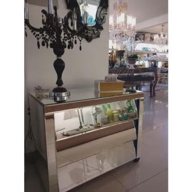 Imagem de Cômoda Espelhada Bisotê 3 Gavetas Inclinadas 80x45x70