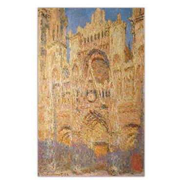 Imagem de Claude Monet. Fachada oeste da Catedral de Rouen. Reprodução de arte famosa de arte em tela. Pôster de imagem de parede com impressão de arte clássica. Impressão em tela decoração de casa moderna - 60