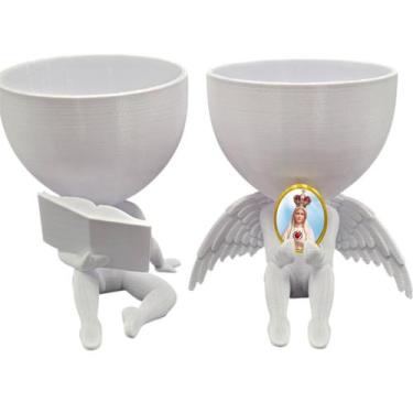 Imagem de Kit Decoração Nossa Senhora de Fatima Anjinho + Lendo Biblia - Point d