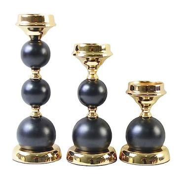 Imagem de INUUXLG Castiçais de metal pretos castiçais de casamento suporte de vela para mesa de festa de casamento centros de mesa decoração de artesanato para casa (D cinza claro)