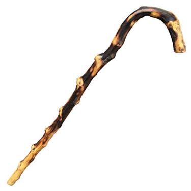 Imagem de LXPYMXDP Bengala de madeira, bengala, bengala de madeira maciça, bengala de grão de madeira natural, bengala de caminhada esculpida à mão/90 cm