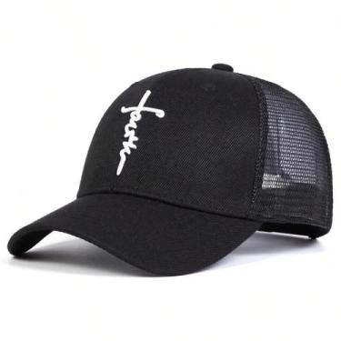 Imagem de Boné de Beisebol Unissex Ajustável - Bordado com Cruz - Protetor Solar