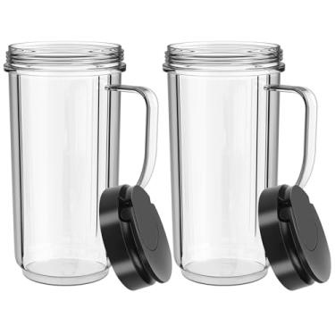 Imagem de Copo de 22oz de altura com tampa flip to-go peças de substituição compatíveis com Magic Bullet 250W MB1001 liquidificadores (2 unidades)