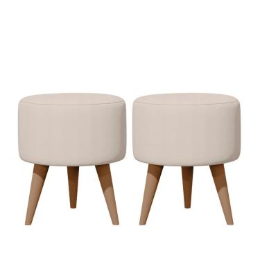 Imagem de Kit 02 Puff Redondo Estofado Decorativo Banqueta Para Apoio Dos Pés