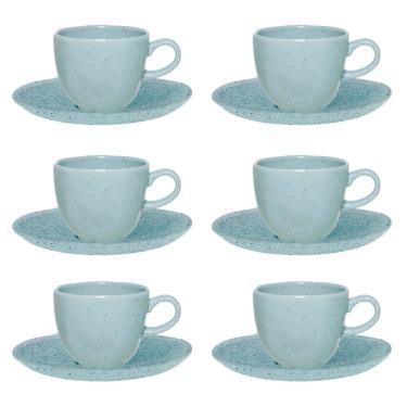 Imagem de Conjunto Xícara de Chá com Pires 6 Peças Blue Bay Oxford