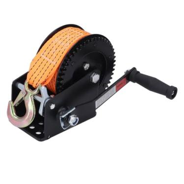 Imagem de Guincho de manivela manual de 1600 lbs, Guincho de reboque de barco para serviço pesado com alça de 32 pés, 4.1:1 Relação de engrenagem e catraca de 2 vias Guincho manual