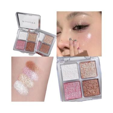 Imagem de Paleta De Iluminador Facial Com Brilho Perolado De 4 Cores, Pó Cozido 