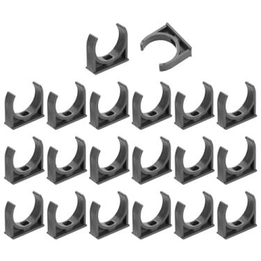 Imagem de uxcell 20 peças de grampos de tubo de água de PVC, fivelas de mangueira de tubulação em forma de U, suporte de tubo de irrigação para 40 mm OD para bandejas de TV, tubo de suporte de mangueira, cinza