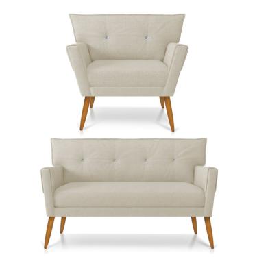 Imagem de Kit Namoradeira E Poltrona Anitta Linho D'rossi A19 Bege