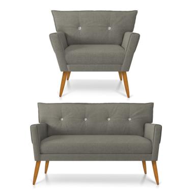 Imagem de Kit Namoradeira E Poltrona Anitta Linho D'rossi A26 Grafite