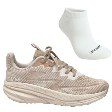 Imagem de Kit Tênis Casual Feminino Via Marte 261-001-01 e Meia, 37, Rosa, Femin