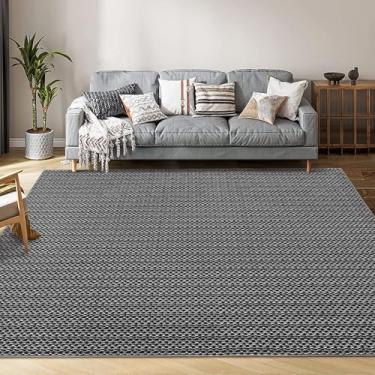 Imagem de Garvee Tapete de área de impressão vintage, 1,5 x 1,8 m, boho, antiderrapante, com textura trançada realista, tapete de impressão envelhecido resistente a manchas para sala de estar/quarto/cozinha