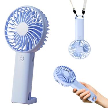 Imagem de Ventilador portátil, mini ventilador portátil com suporte, ventiladores pessoais recarregáveis com fluxo de ar potente para acampamento de viagem, pequenos ventiladores portáteis 3 em 1 para face de