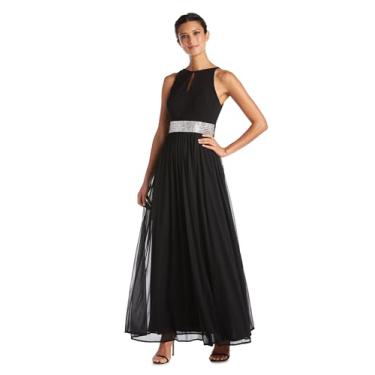 Imagem de R&M Richards Vestido de noite feminino glamoroso, Preto, 46