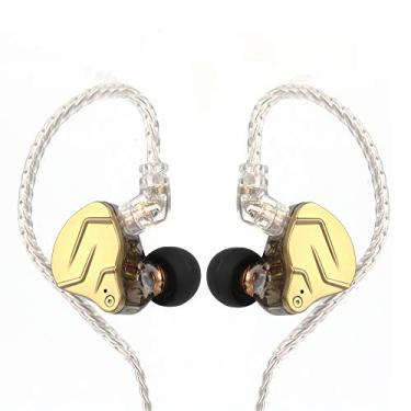 Imagem de HIFIXAUDIO KZ ZSN Pro X Hybrid HiFi fones de ouvido, 1BA + 1DD Dual Driver, revestimento de metal de liga de zinco, cabo removível de 2 pinos, monitor ergonômico para som premium (com microfone, ouro)