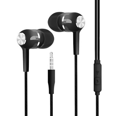 Imagem de Auriculares Com Fio - Fones De Ouvido Intra Auriculares Com Fio E Microfone,Fones Com Fio Jack 3.5mm Com Fidelidade Sonora Para Música Jogos Trabalho Viagem de Avião
