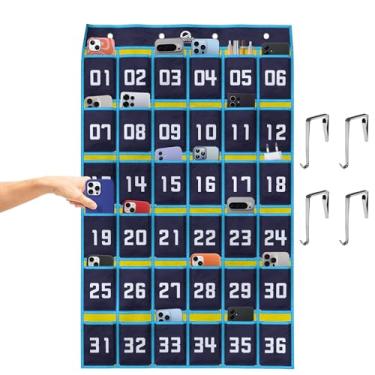 Imagem de Organizador de mesa de bolso para sala de aula | Suporte de armazenamento para celular e calculadora | 36 compartimentos numerados | Pendura na porta, parede, quadro branco | PrimeRiver