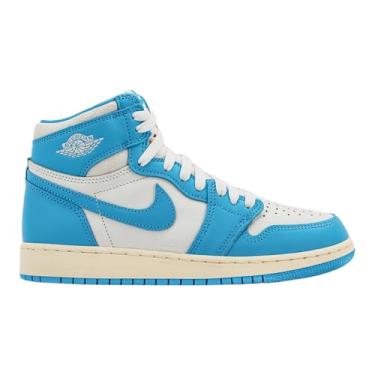 Imagem de Tênis Air Jordan 1 Retro High OG UNC Reimagined Grade School Lifestyle (azul escuro/azul escuro/vela), Azul escuro/azul claro pó/azul claro/vela, 21
